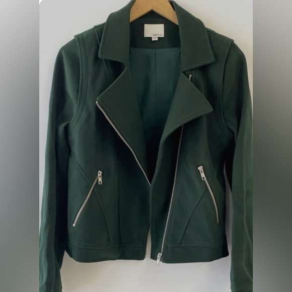 Greylin Atlas Brushed Boucle Moto Jacket in Emerald Green - Picture 2 of 4